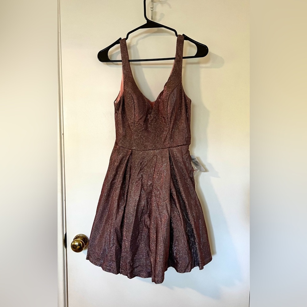 B Smart Glitter Purple/Brown/Pink Skater Dress
